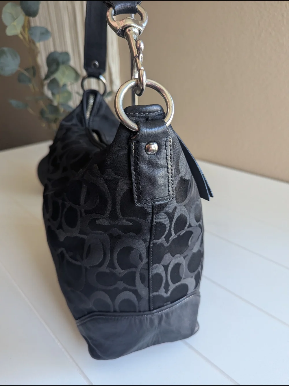 Vintage Coach Chelsea Optic Signature Hobo Shoulder Bag